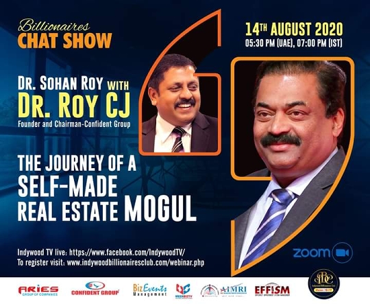 Indywood Billionaires Club To Feature An Interactive Session The Dynamic Personalities From The Movie Industry – Dr Roy CJ And Dr Sohan Roy