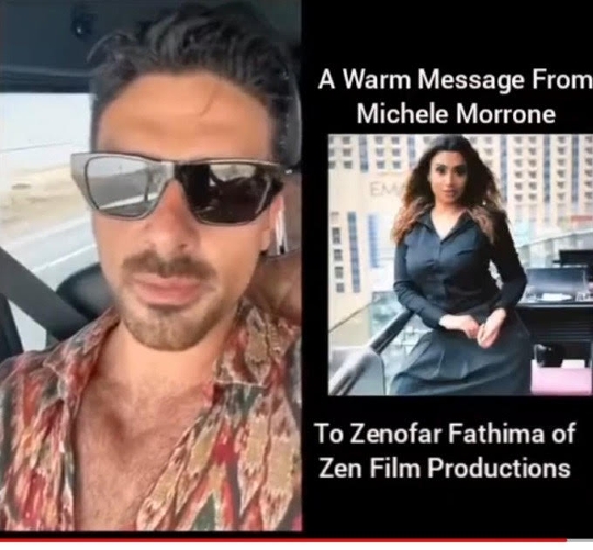 Hollywood Star Michele Morrone Gives His Best Wishes To Dubai Filmmaker N Actress Zenofar Fathima