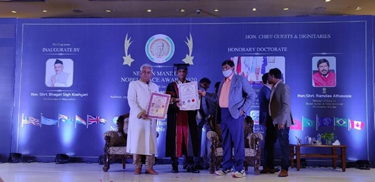 Business Tycoon Suraj Mate Honoured With Nelson Mandela Nobel Peace Award 2021